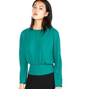 Vivid Green Banded Hem Dolman Blouse by Express - XXS